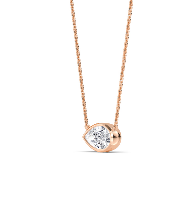 Pear Bezel Set Lab Diamond Solitaire Pendant
