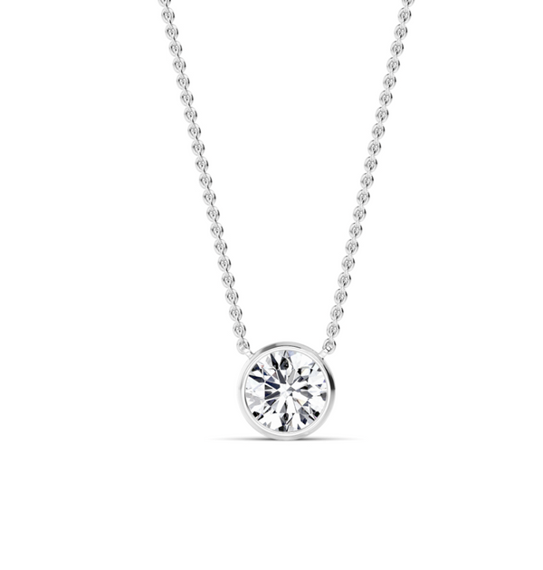 Round Bezel Set Lab Diamond Solitaire Pendant