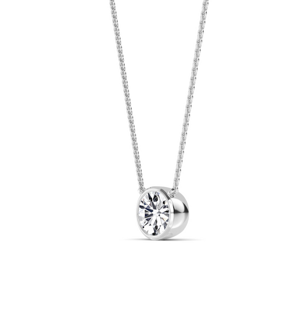 Round Bezel Set Lab Diamond Solitaire Pendant