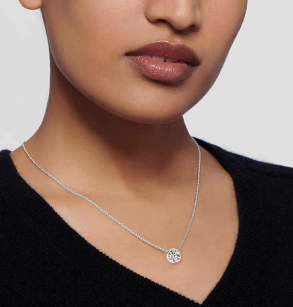 Round Bezel Set Lab Diamond Solitaire Pendant