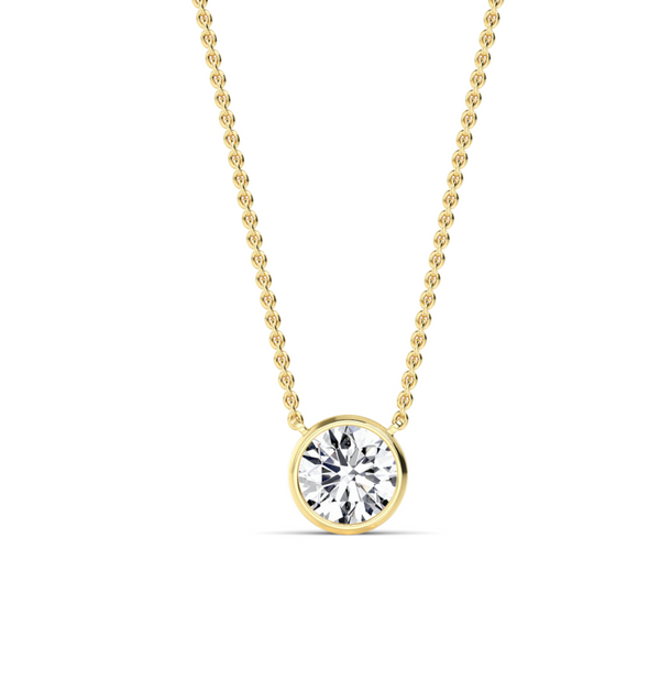 Round Bezel Set Lab Diamond Solitaire Pendant