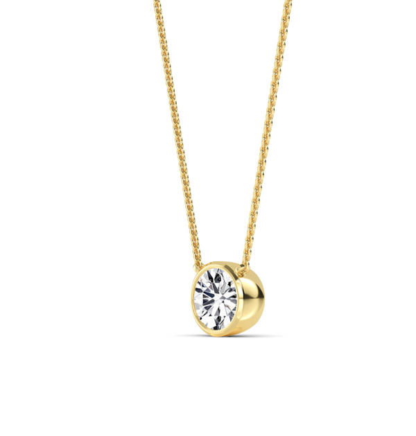 Round Bezel Set Lab Diamond Solitaire Pendant