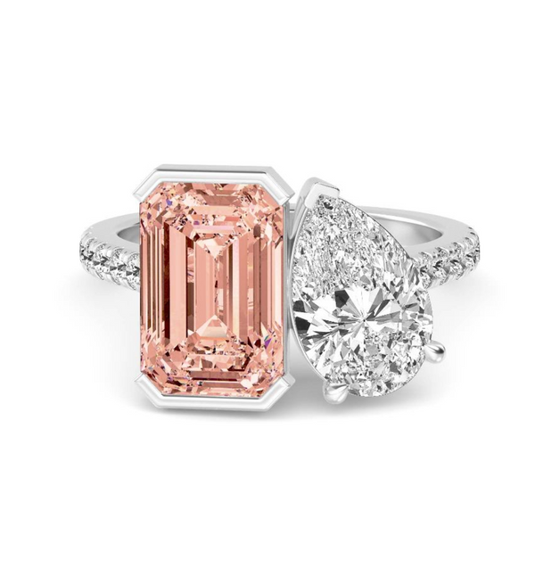 Fancy Pink Toi Et Moi Lab Diamond Engagement Ring (6ct+ total weight)