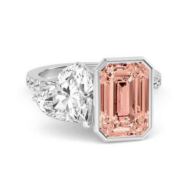 Fancy Pink Toi Et Moi Lab Diamond Engagement Ring (6.5ct+ total weight)