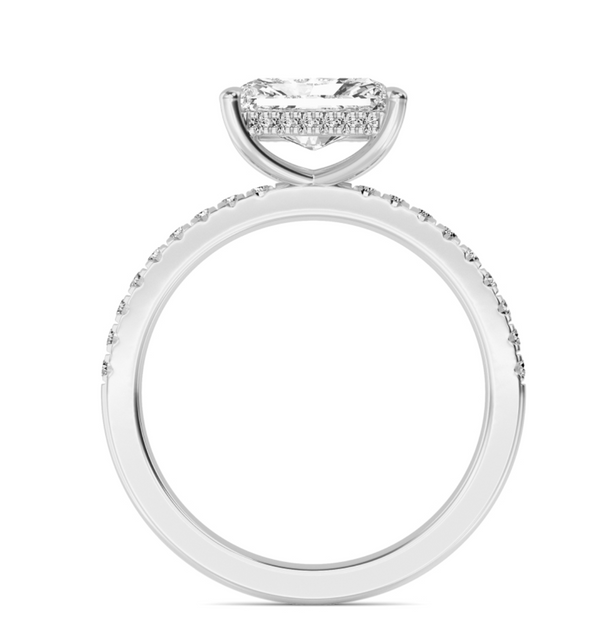 Radiant Cut East West Shoulder Set Lab Diamond Engagement Ring (Floating Head) (1ct+)