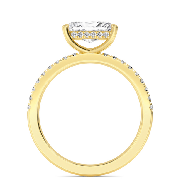 Radiant Cut East West Shoulder Set Lab Diamond Engagement Ring (Floating Head) (1ct+)