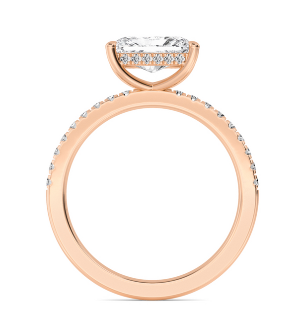 Radiant Cut East West Shoulder Set Lab Diamond Engagement Ring (Floating Head) (1ct+)