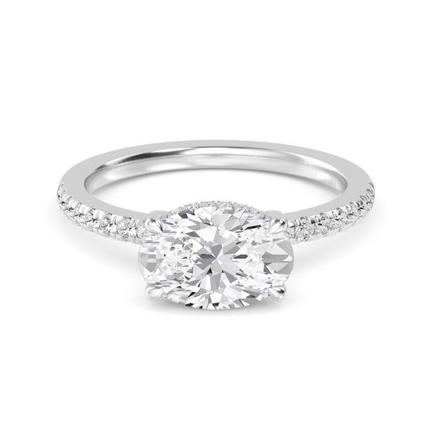 Oval Cut East West Shoulder Set Lab Diamond Engagement Ring (Floating Head) (1ct+)