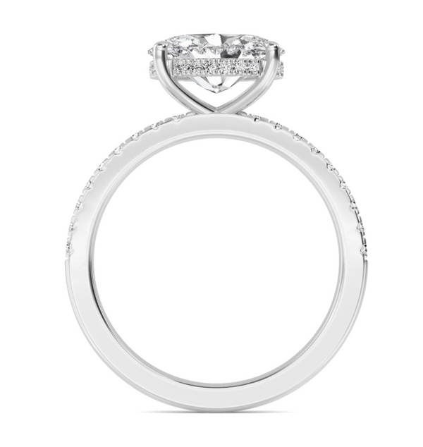Oval Cut East West Shoulder Set Lab Diamond Engagement Ring (Floating Head) (1ct+)