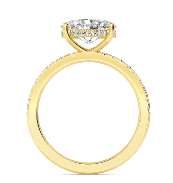 Oval Cut East West Shoulder Set Lab Diamond Engagement Ring (Floating Head) (1ct+)