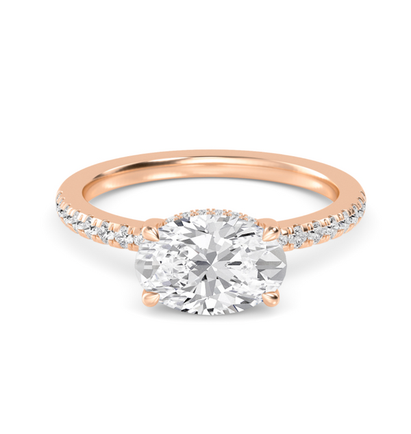 Oval Cut East West Shoulder Set Lab Diamond Engagement Ring (Floating Head) (1ct+)