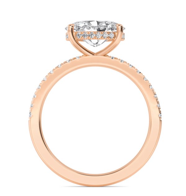 Oval Cut East West Shoulder Set Lab Diamond Engagement Ring (Floating Head) (1ct+)