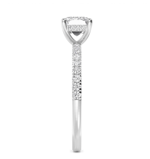 Emerald Cut East West Shoulder Set Lab Diamond Engagement Ring (Floating Head) (1ct+)