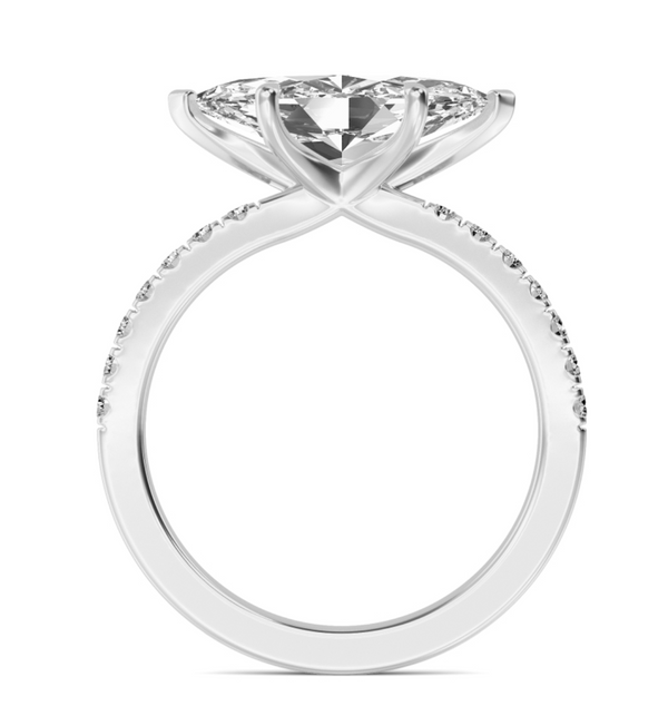 Marquise Cut East West Shoulder Set Lab Diamond Engagement Ring (Floating Head) (1ct+)