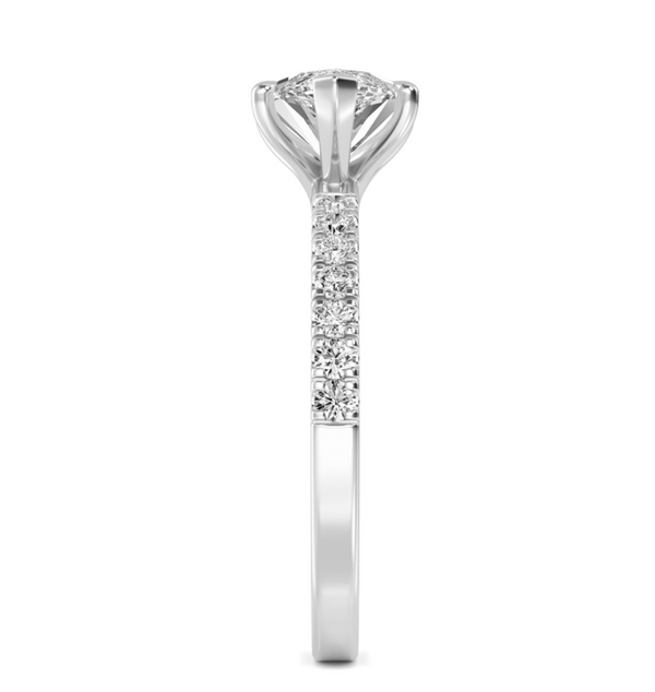 Marquise Cut East West Shoulder Set Lab Diamond Engagement Ring (Floating Head) (1ct+)