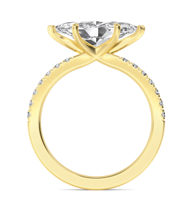 Marquise Cut East West Shoulder Set Lab Diamond Engagement Ring (Floating Head) (1ct+)