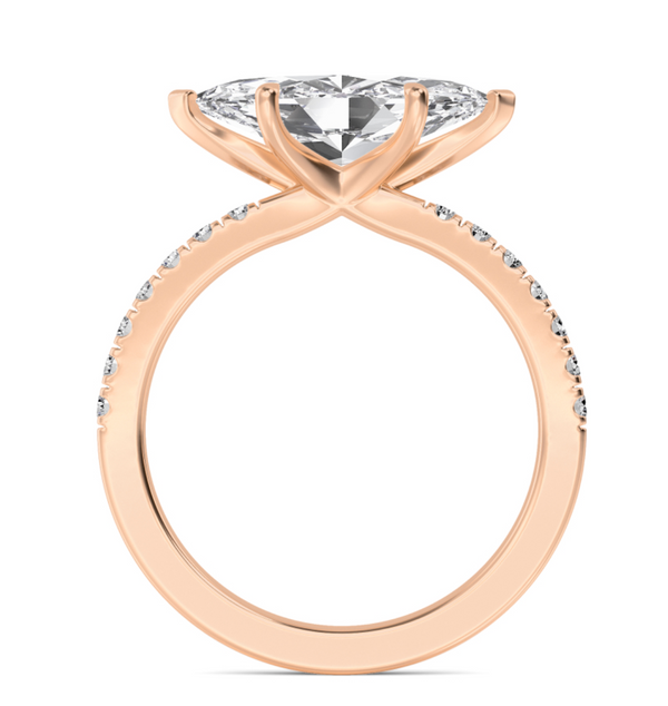 Marquise Cut East West Shoulder Set Lab Diamond Engagement Ring (Floating Head) (1ct+)