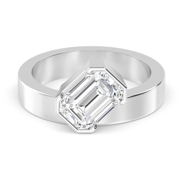 Emerald Cut Bold Gold Lab Diamond Engagement Ring (1ct+)