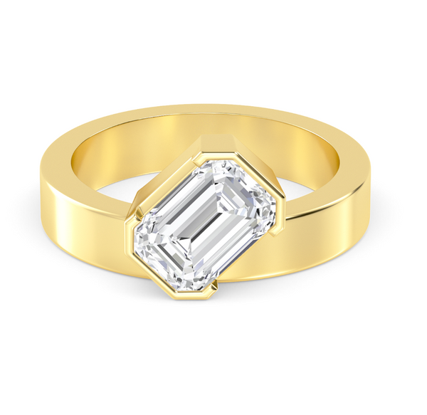 Emerald Cut Bold Gold Lab Diamond Engagement Ring (1ct+)