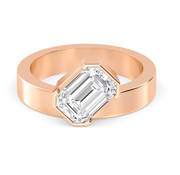 Emerald Cut Bold Gold Lab Diamond Engagement Ring (1ct+)