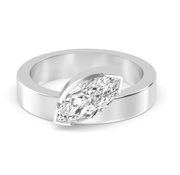 Marquise Cut Bold Gold Lab Diamond Engagement Ring (1ct+)