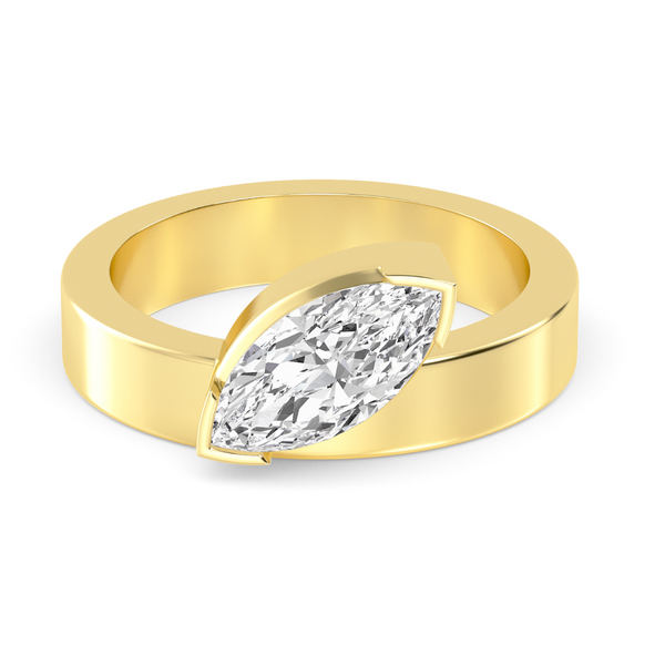 Marquise Cut Bold Gold Lab Diamond Engagement Ring (1ct+)