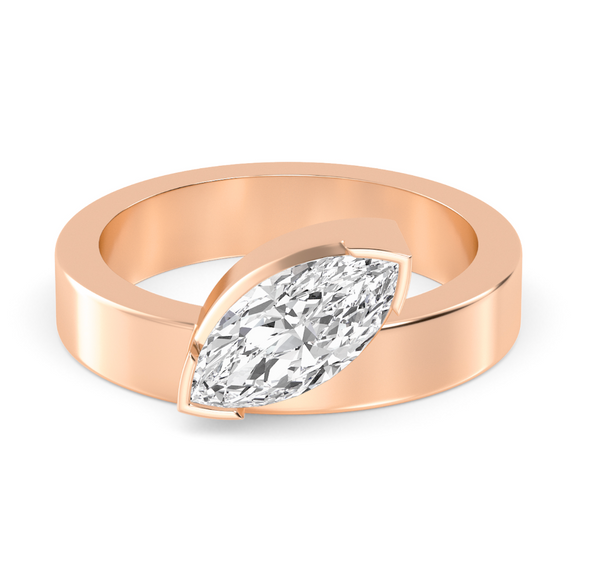 Marquise Cut Bold Gold Lab Diamond Engagement Ring (1ct+)