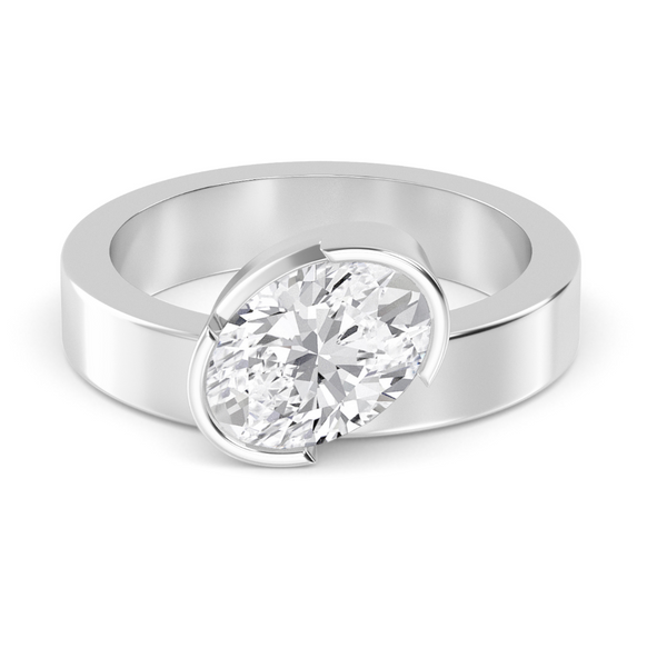 Oval Cut Bold Gold Lab Diamond Engagement Ring (1ct+)
