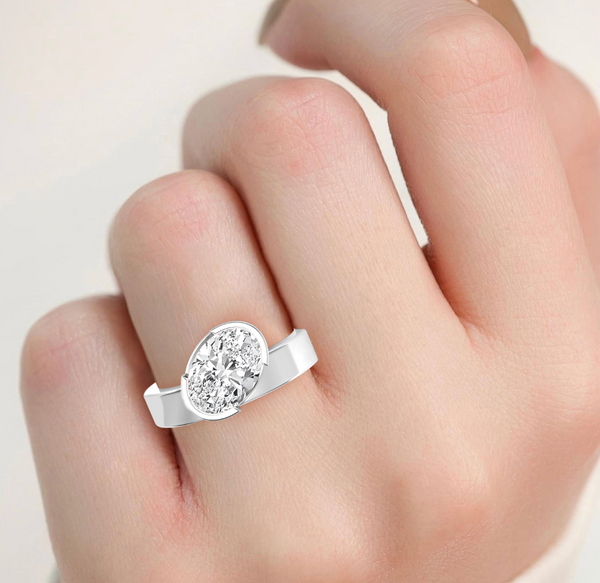 Oval Cut Bold Gold Lab Diamond Engagement Ring (1ct+)