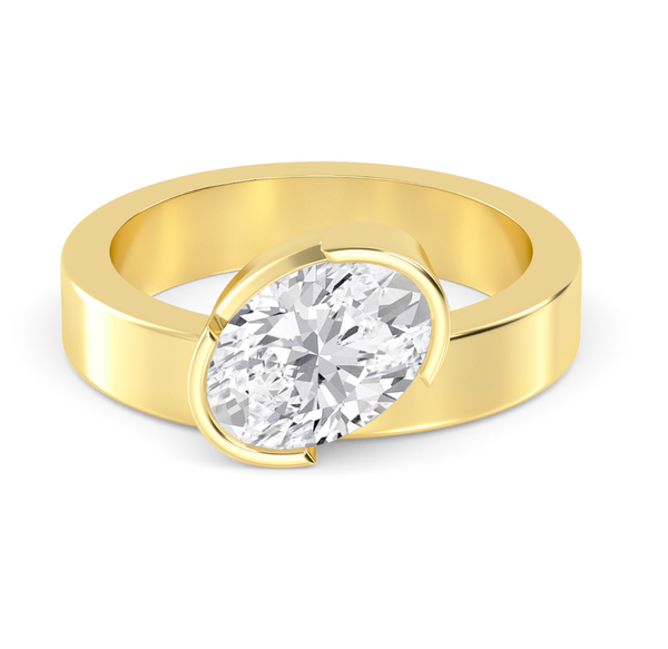 Oval Cut Bold Gold Lab Diamond Engagement Ring (1ct+)