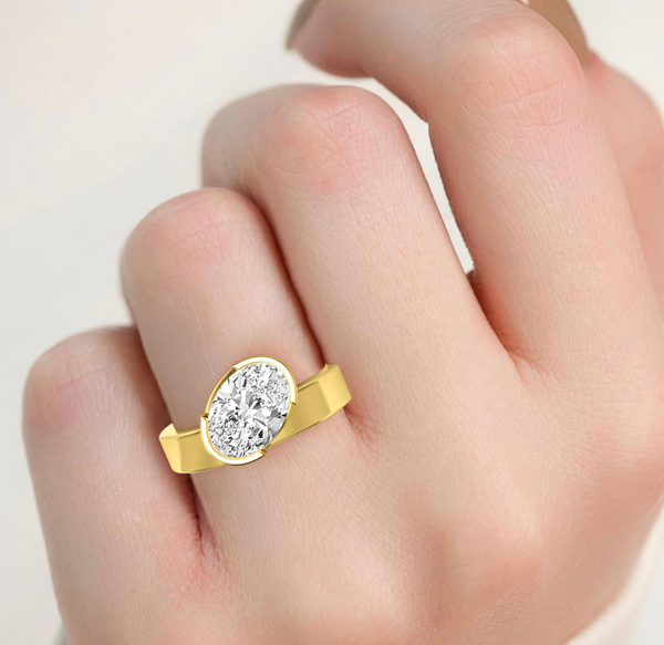 Oval Cut Bold Gold Lab Diamond Engagement Ring (1ct+)