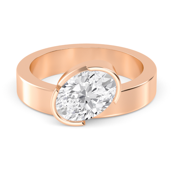Oval Cut Bold Gold Lab Diamond Engagement Ring (1ct+)