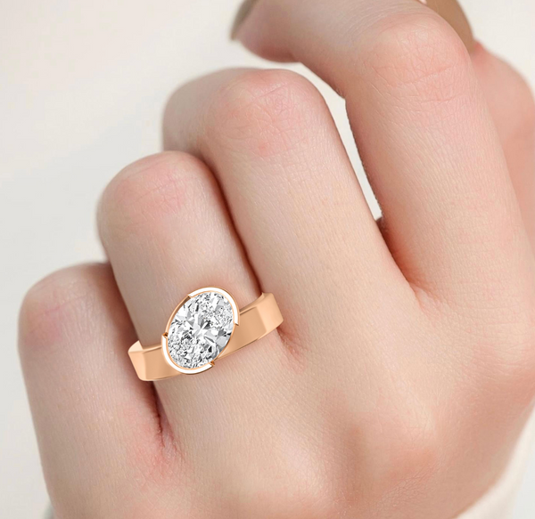 Oval Cut Bold Gold Lab Diamond Engagement Ring (1ct+)