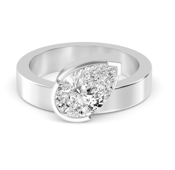 Pear Cut Bold Gold Lab Diamond Engagement Ring (1ct+)