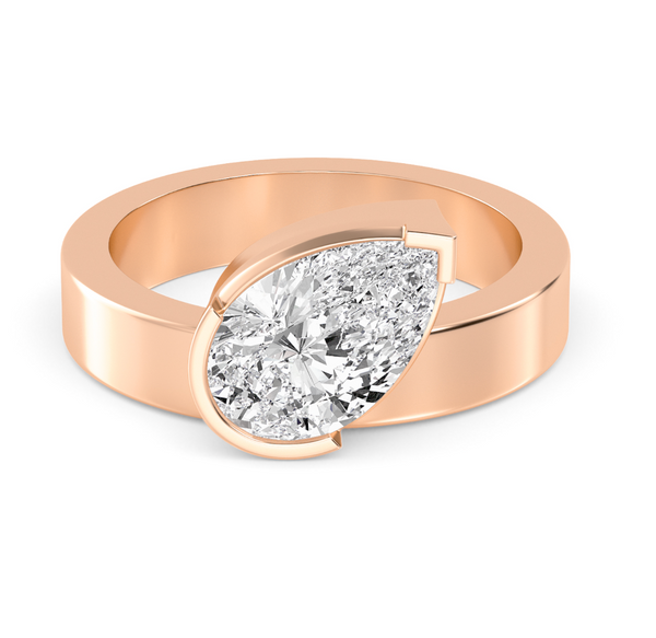 Pear Cut Bold Gold Lab Diamond Engagement Ring (1ct+)