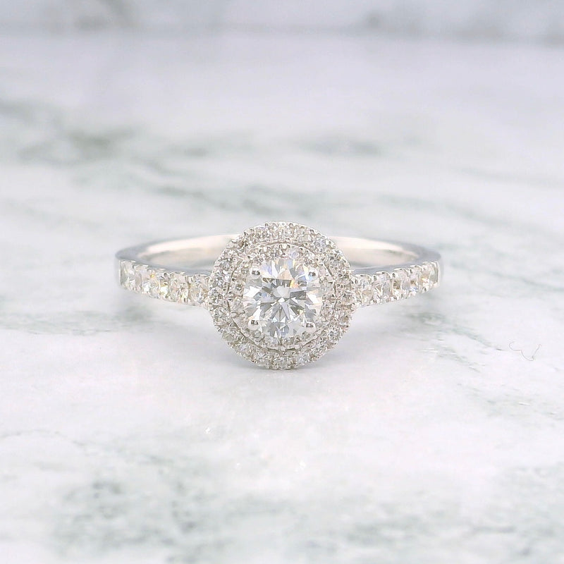 Round Shape Double Halo Diamond Ring