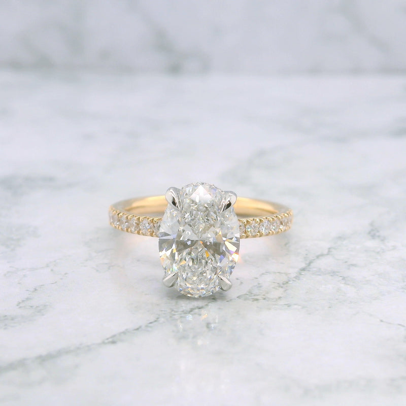 Lab Grown Two-Toned Oval Cut Diamond Engagement Ring -1CT+