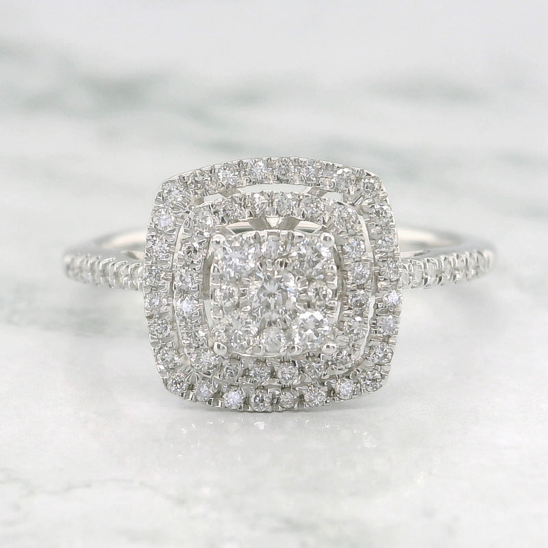 Cushion Shape Double Halo Diamond Ring