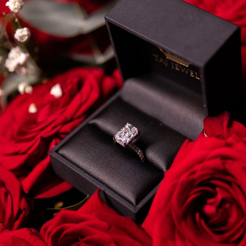 Radiant Cut Shoulder Set Lab Diamond Engagement Ring (Floating Head) (1ct+)