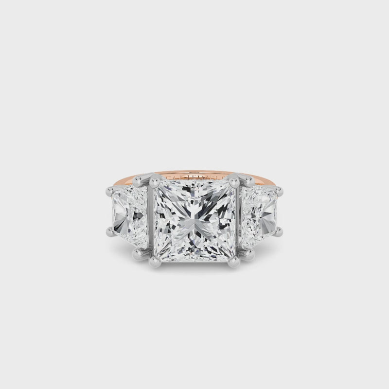 Lab Grown Princess Cut Trilogy Engagement Ring -1.50ct+