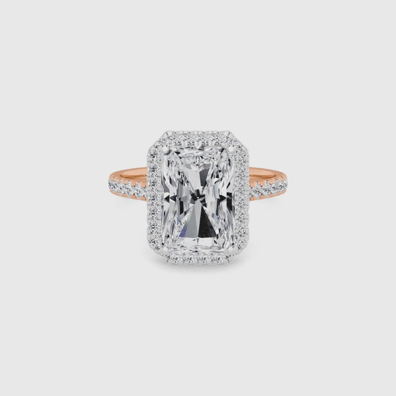 Radiant Cut Lab Diamond Halo Engagement Ring (Cathedral) (0.50ct+)
