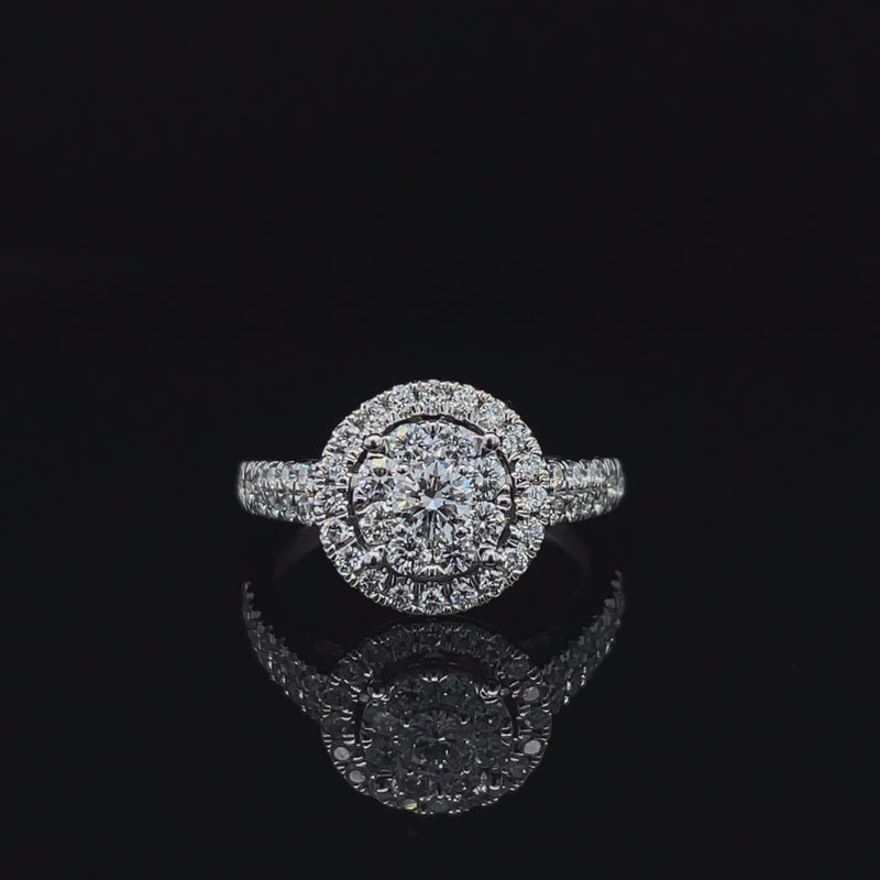 Round Shape Single Halo Diamond Ring
