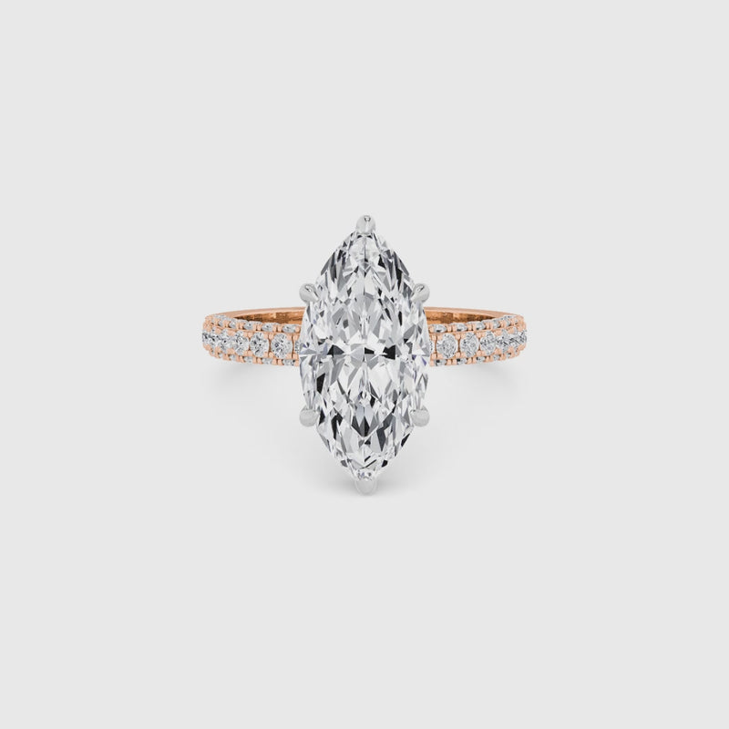 Marquise Brilliant Cut 3D Pave Lab Diamond Engagement Ring (Floating Head) (1ct+)