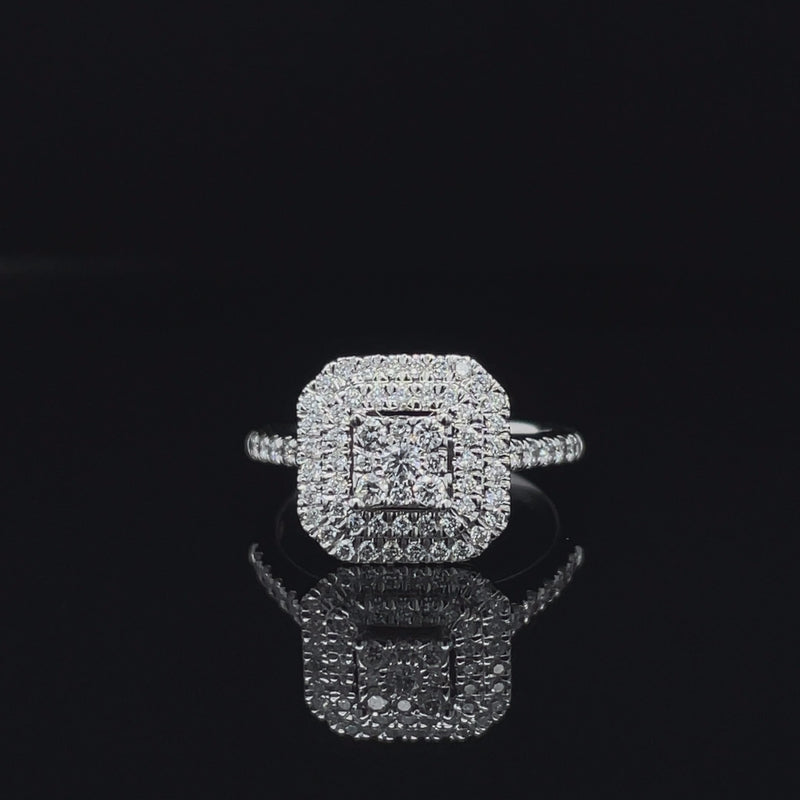 Princess Shape Double Halo Diamond Ring
