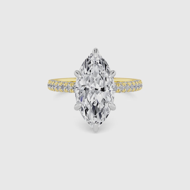 Marquise Cut 3D Pave Double Hidden Halo Lab Diamond Engagement Ring (1ct+)