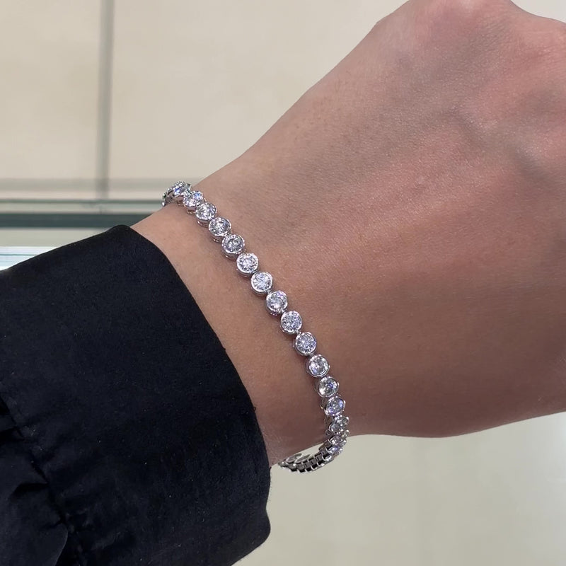Bezel Set Round Cut Lab Grown Diamond Tennis Bracelet