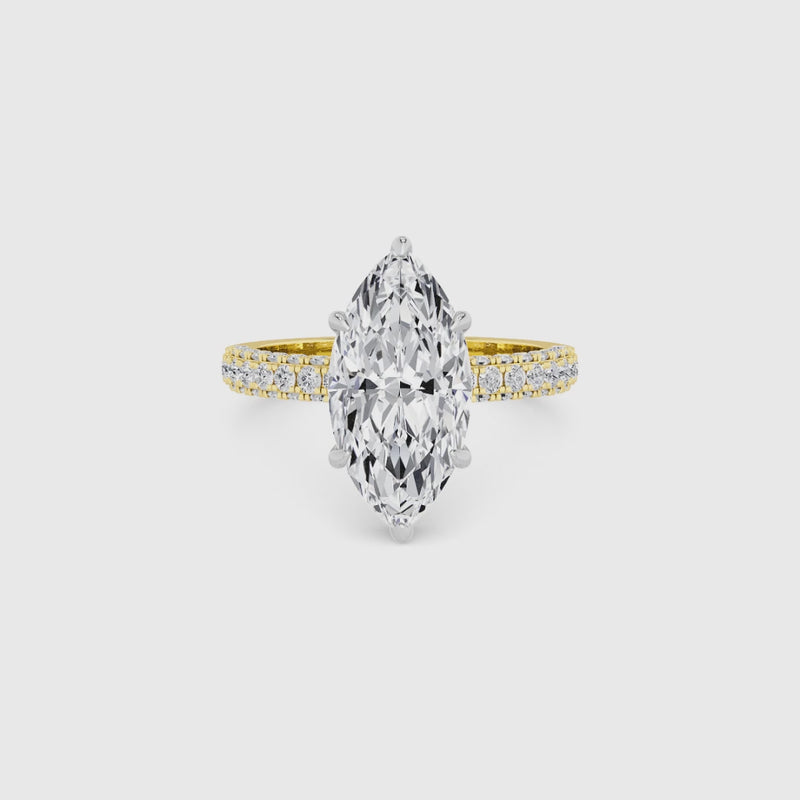 Marquise Brilliant Cut 3D Pave Lab Diamond Engagement Ring (Floating Head) (1ct+)