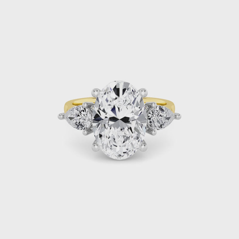 Lab Grown Oval Brilliant Cut Trilogy Engagement Ring -1.50ct+