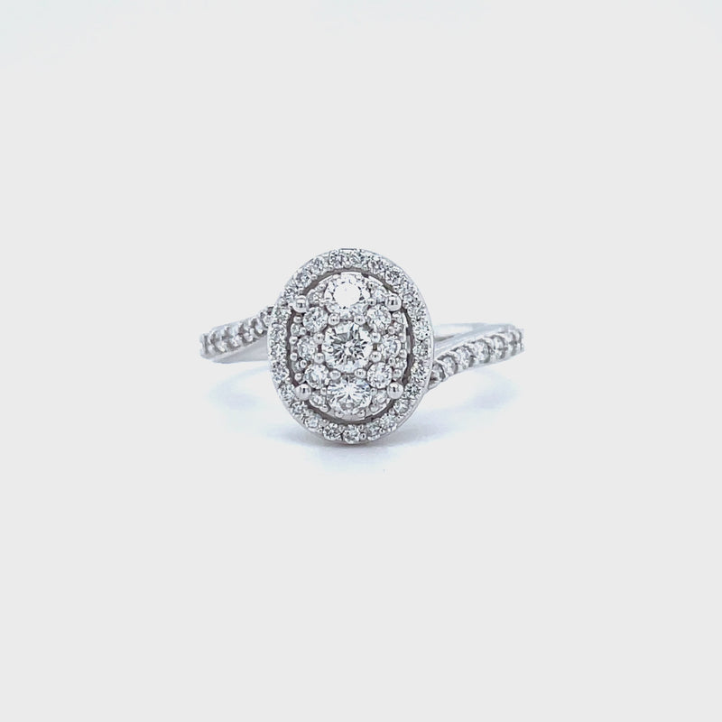 Oval Shape Single Halo Diamond Ring