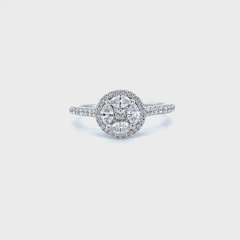 Round Shape Single Halo Diamond Ring